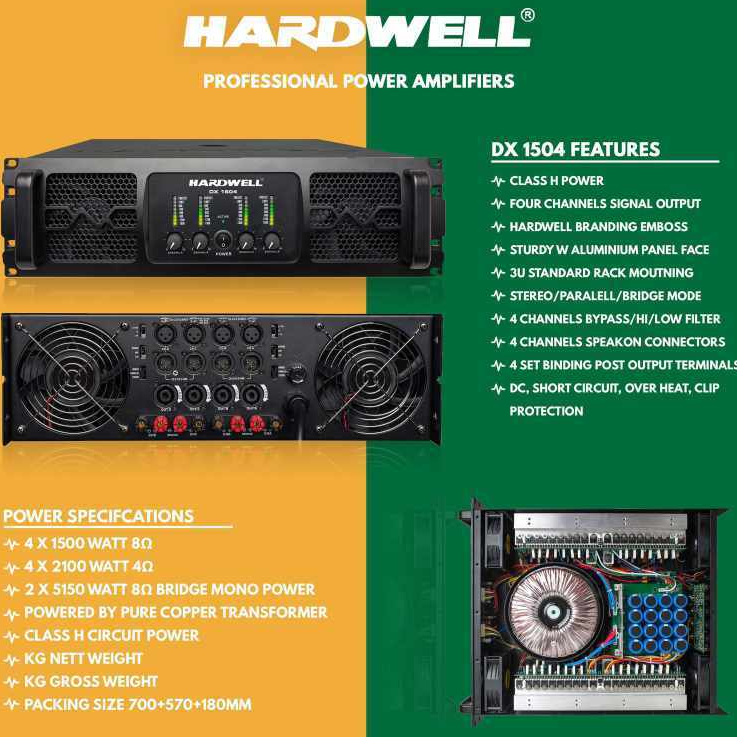 Power Amplifier Hardwell DX 1504/Amplifier Hardwell DX1504 4 Channel/Power Ampli Hardwell DX-1504