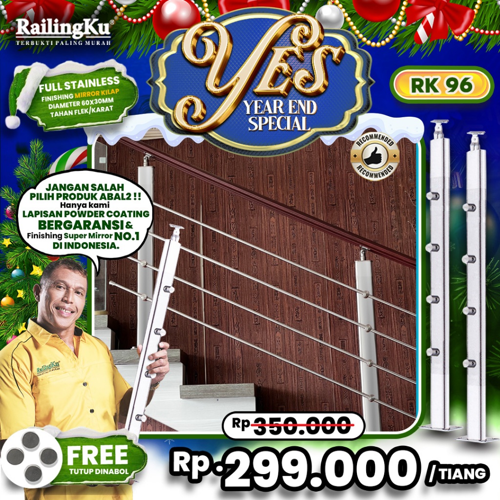 NEW RAILING : Railing Tangga Stainless Milenials Desain Tiang Railingku RK 96 Railing Anti Karat Fre