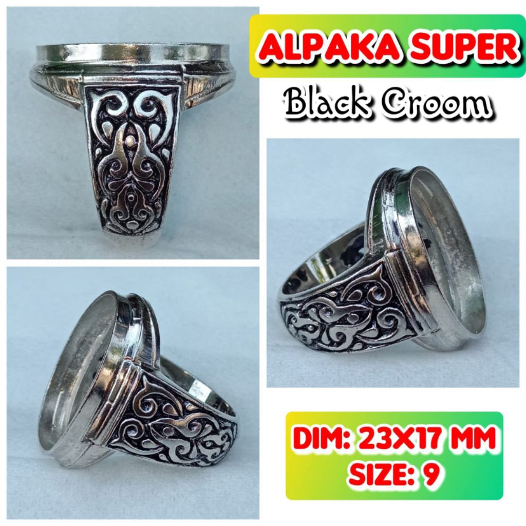 cincin emban batu akik batu permata alpaka super ukir Bali.95