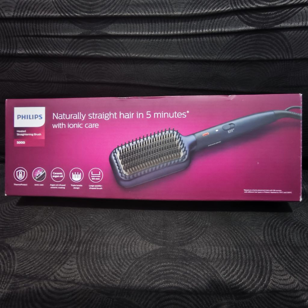 Philips Heated Brush 5000 | Sisir Catok | Rambut Lurus Alami Dalam 5 Menit | Original 100%