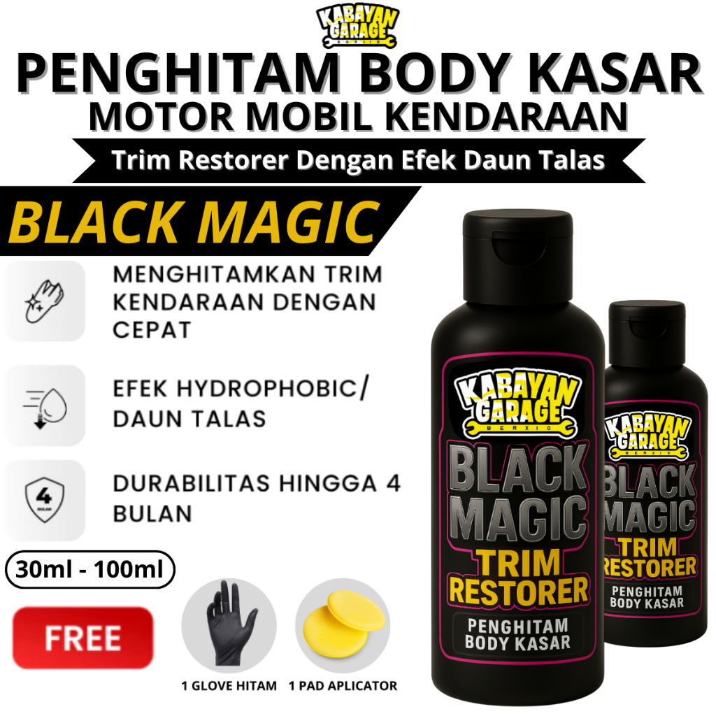 Kabayan Garage Black Magic Penghitam Body Kasar Dashboard Motor Mobil Permanen Efek Daun Talas