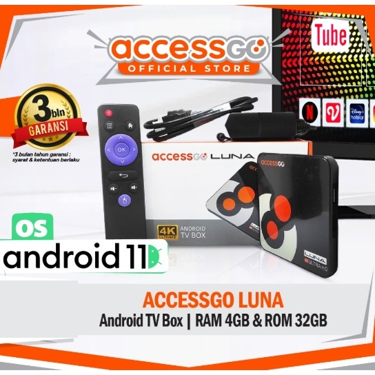 Android Box Accessgo Luna Smart TV Digital 4K Ultra HD Bluetooth Wireless Dual Band Quad Core