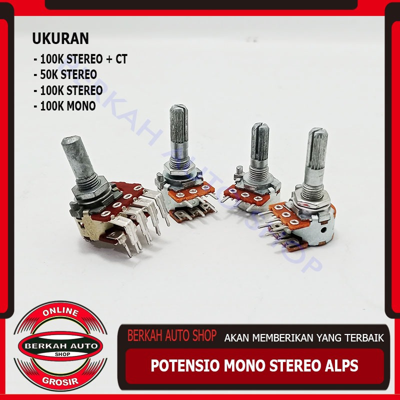 Potensio ALPS 100KBx2 50KAx2 100k 50k Stereo Mono Original Japan