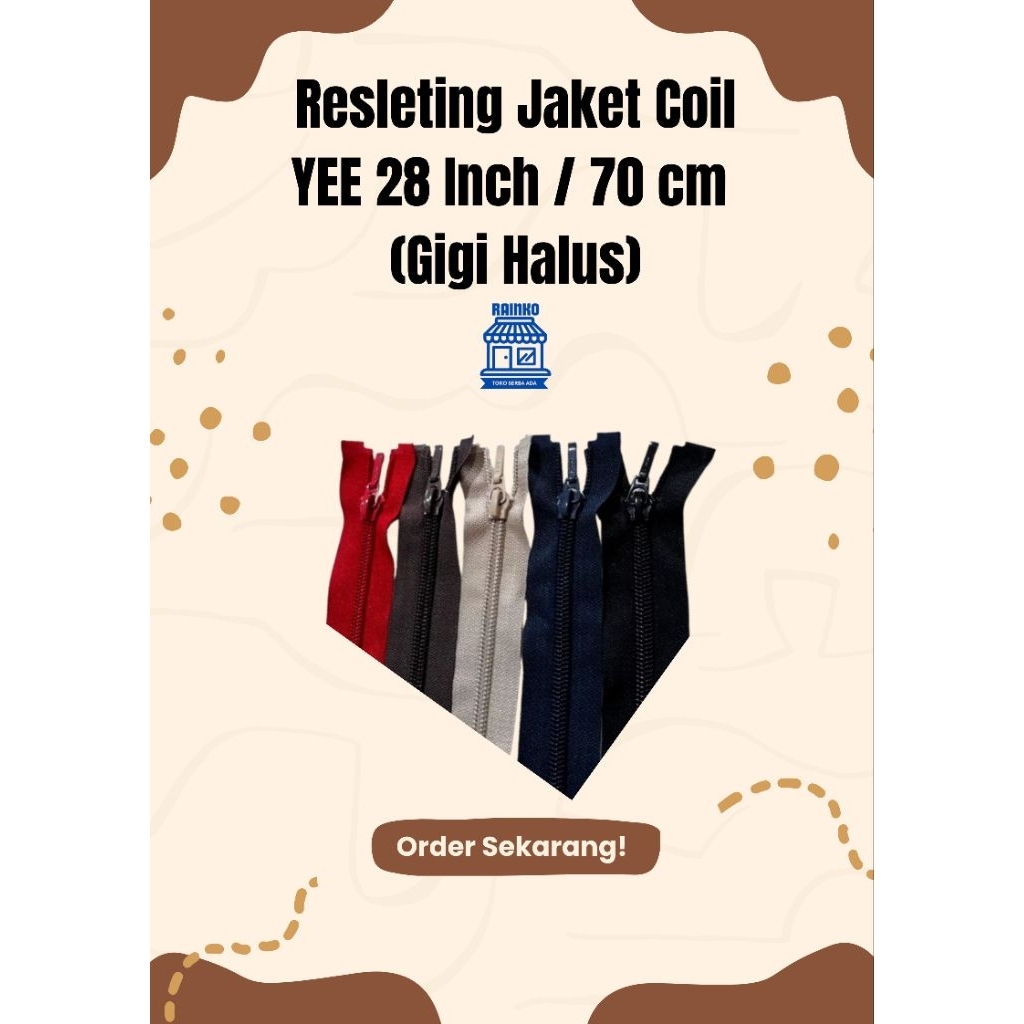 ( 1 Pcs ) Resleting Jaket Coil YEE / Jaket Gigi Halus YEE