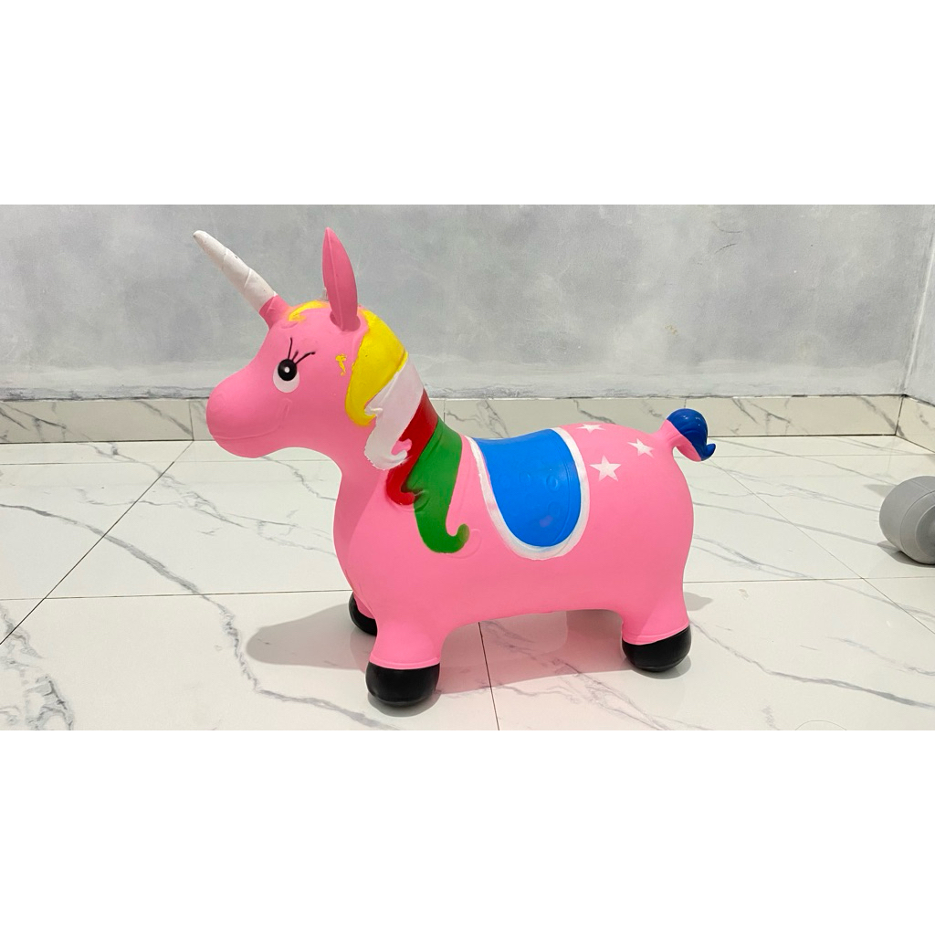 Mainan Animal Jumping Karet Unicorn Sound & Light