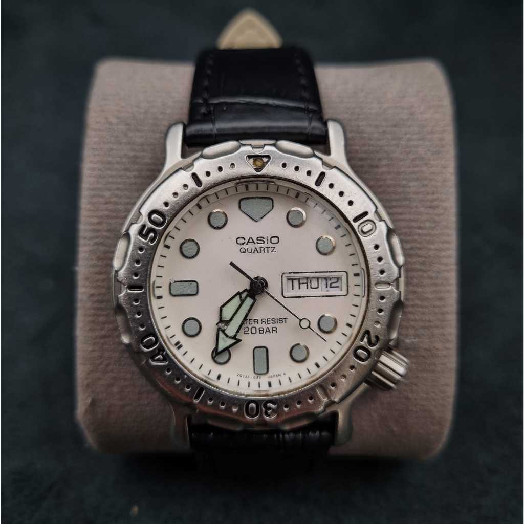 Jam Tangan Pria Original Casio Divers Quartz MD-704C White Lume Dial