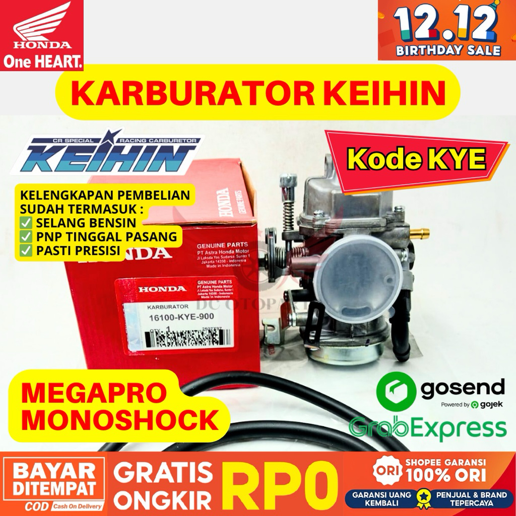 KYE KARBURATOR MEGAPRO MONOSHOCK KEIHIN ORIGINAL AHM HONDA, KARBURATOR ORIGINAL MEGAPRO, KARBU MEGAP
