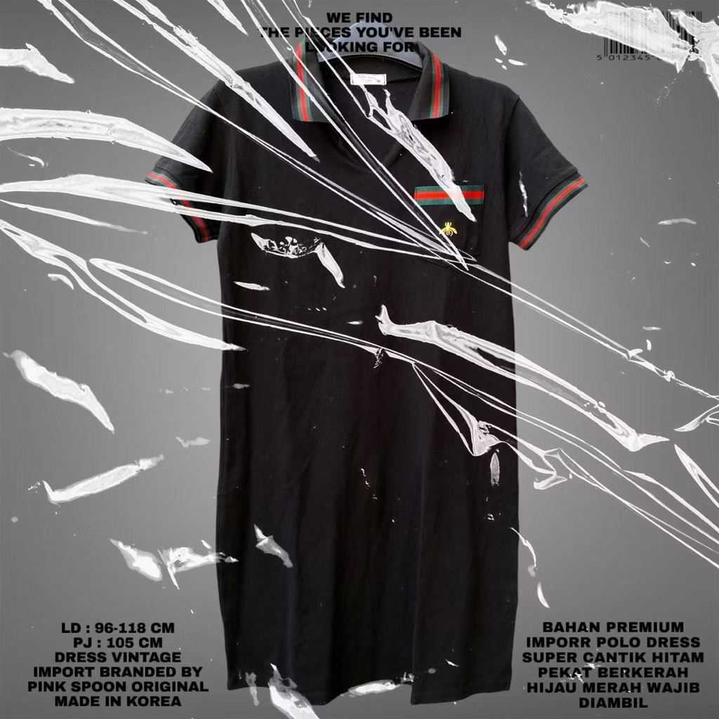 PINK SPOON DRESS KOREAN/POLO DRESS PREMIUM KOREAN LOOK/BLACK DRESS POLO KOREAN STYLE/VINTAGW RETRO K