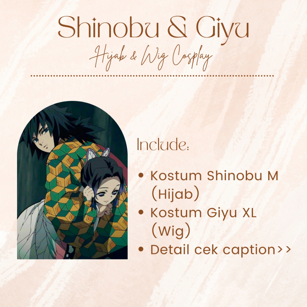 RENTAL / SEWA Kostum Costume Cosplay Shinobu Kocho Hijab & Giyu Tomioka Wig - Demon Slayer (Kimetsu 