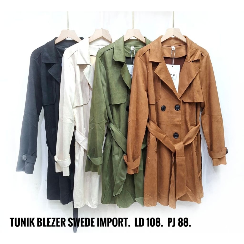 Long blazer suede premium import