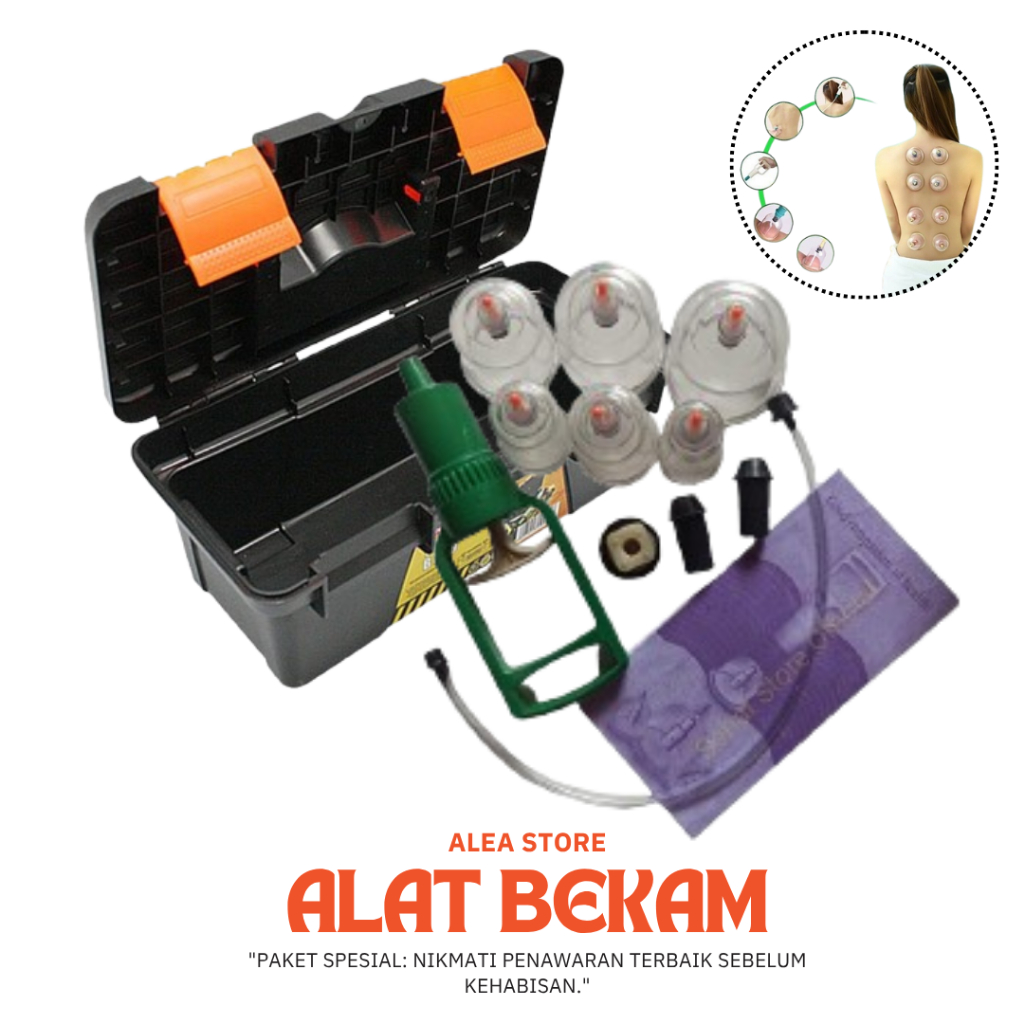 Kop Angin Set Alat Bekam Kemasan Box isi 6 Tabung Cop Alat Terapi Kesehatan Tradisional