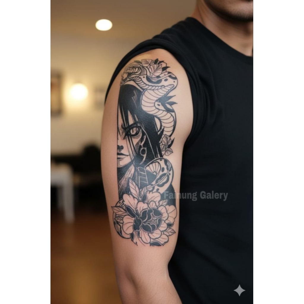 COD |  TATTO TEMPORARY XQB 082 wanita iblis ular size 12x22 stiker tatto temporary tubuh tangan leng