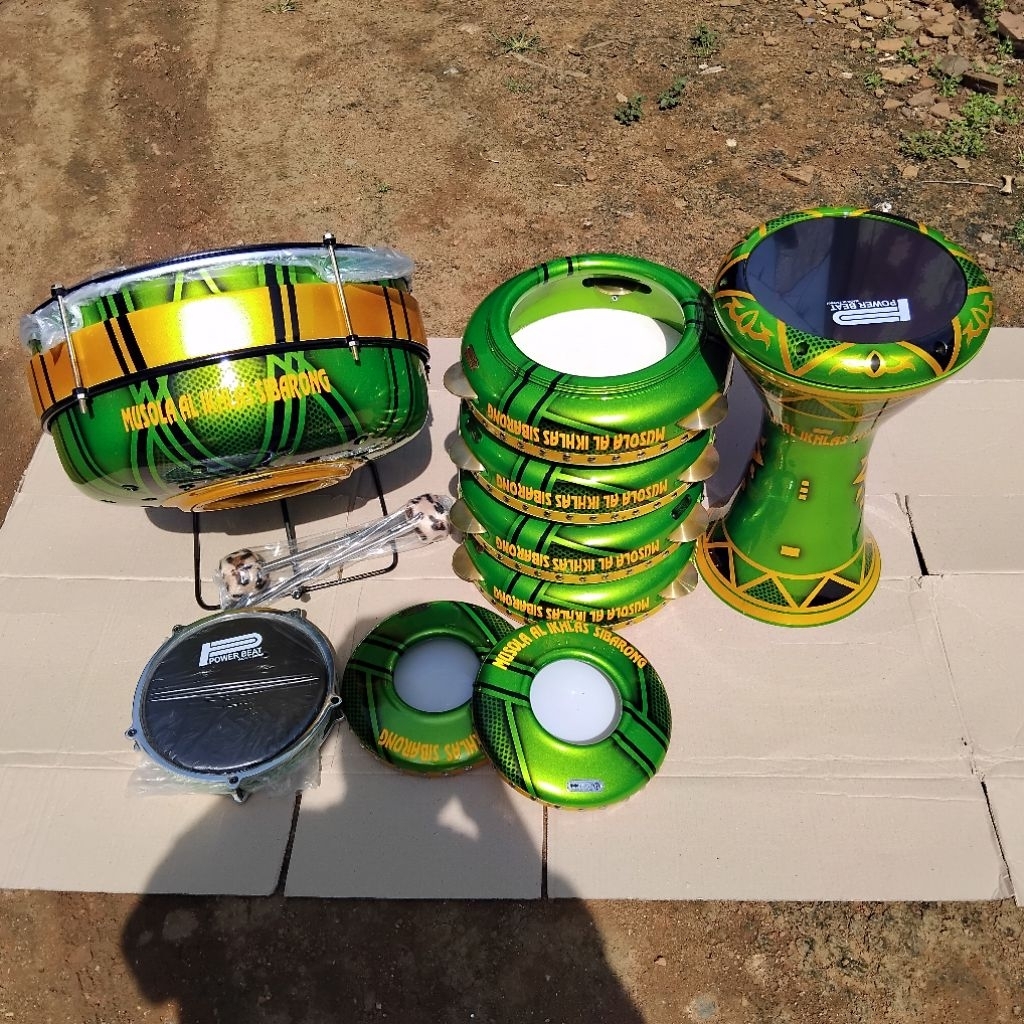 Alat Rebana Hadroh satu set polos motif