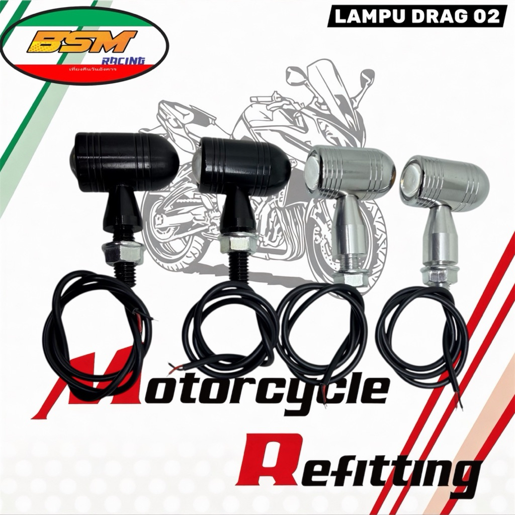 Lampu sein drag mini sen ritting full aluminium universal motor