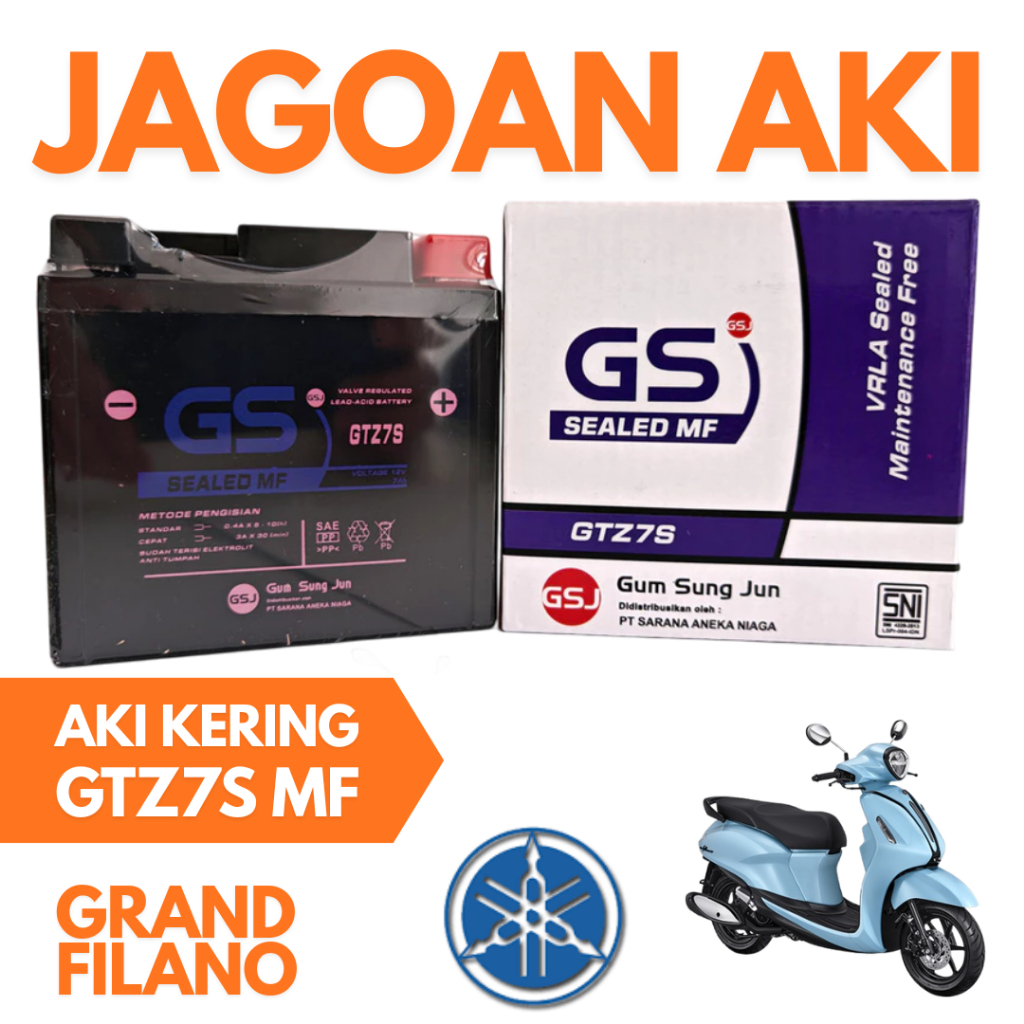 Aki Motor Yamaha Grand Filano GTZ7S Aki Kering Accu Kering MF