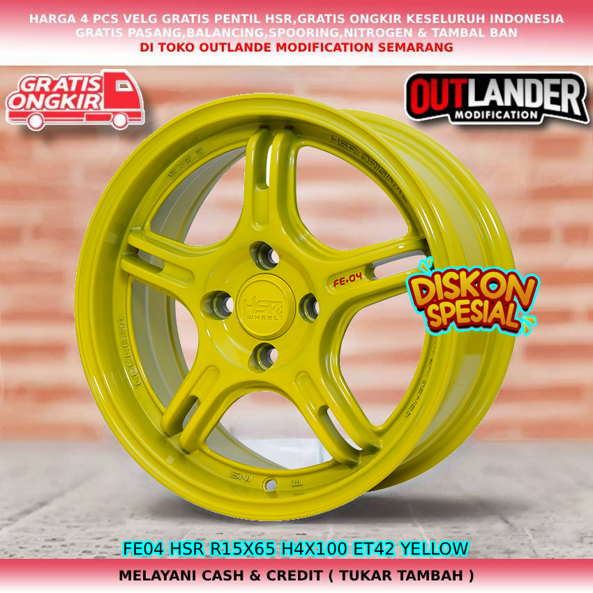 Velg racing untuk mobil Karimun| Estilo| Splash| Swift| WagonR| Agya| dll velg hsr fe04 R15