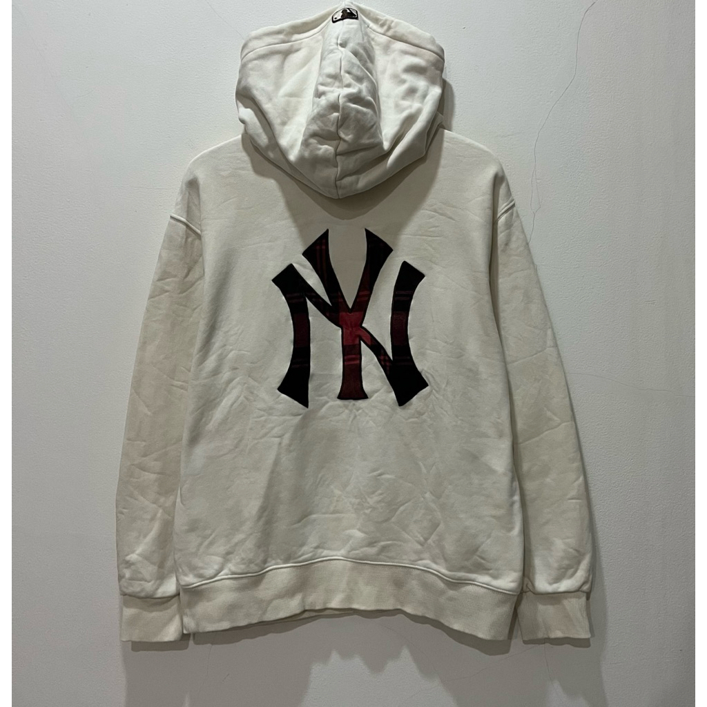 Pullover Hoodie MLB NY Big Logo Bordir Tartan