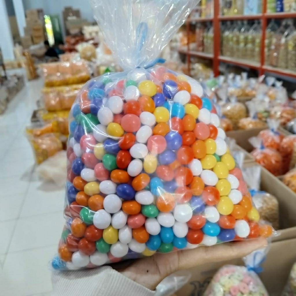 Permen Bola Biskuit Jadul Permen Biskuit Warna-warni Jadul Renyah Manis Lezat