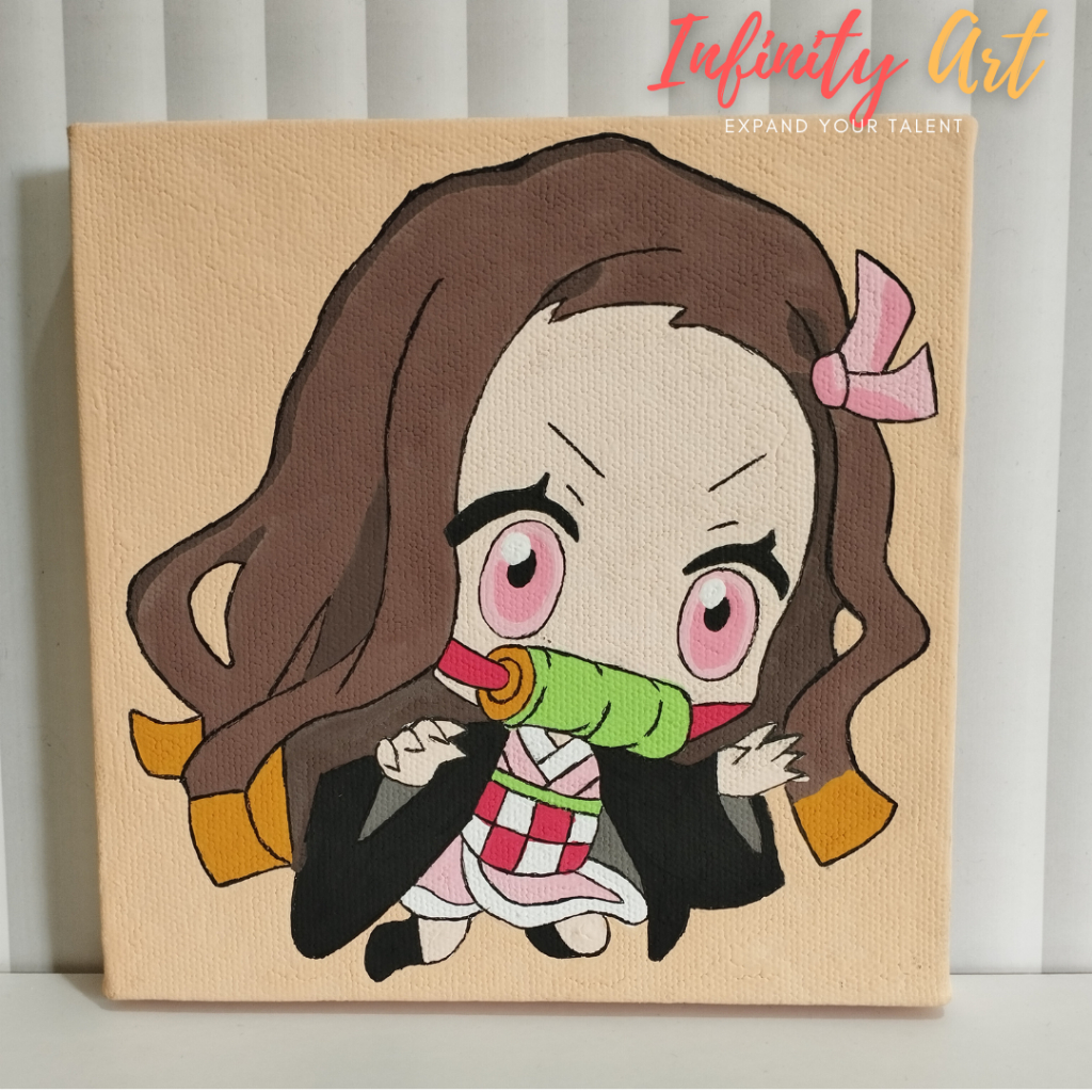 Paint By Number Anime Demon Slayer Kimetsu no yaiba Lukisan Kanvas DIY Anime Cat Angka Kit Melukis F