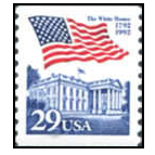 Perangko Filateli - USA 23.04.1992 -1993 Flag Over White House