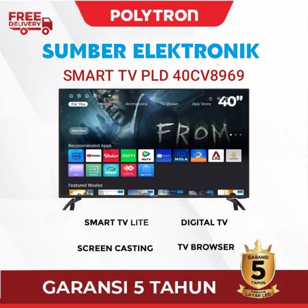 SMART TV POLYTRON 40 INCI DIGITAL PLD 40CV8969 BERGARANSI RESMI 5 TAHUN