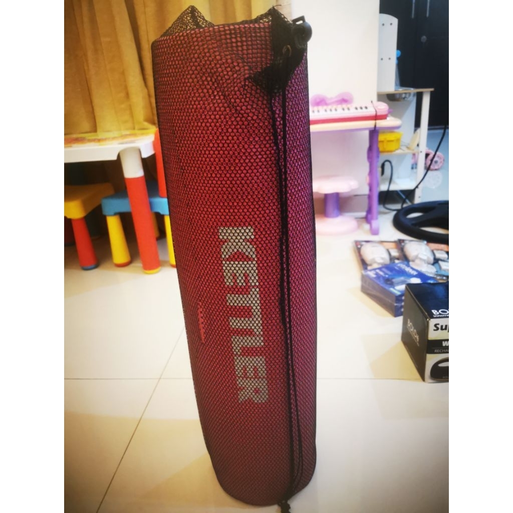 Kettler matras yoga 8mm bekas (jarang pakai) plus tas jaring pink