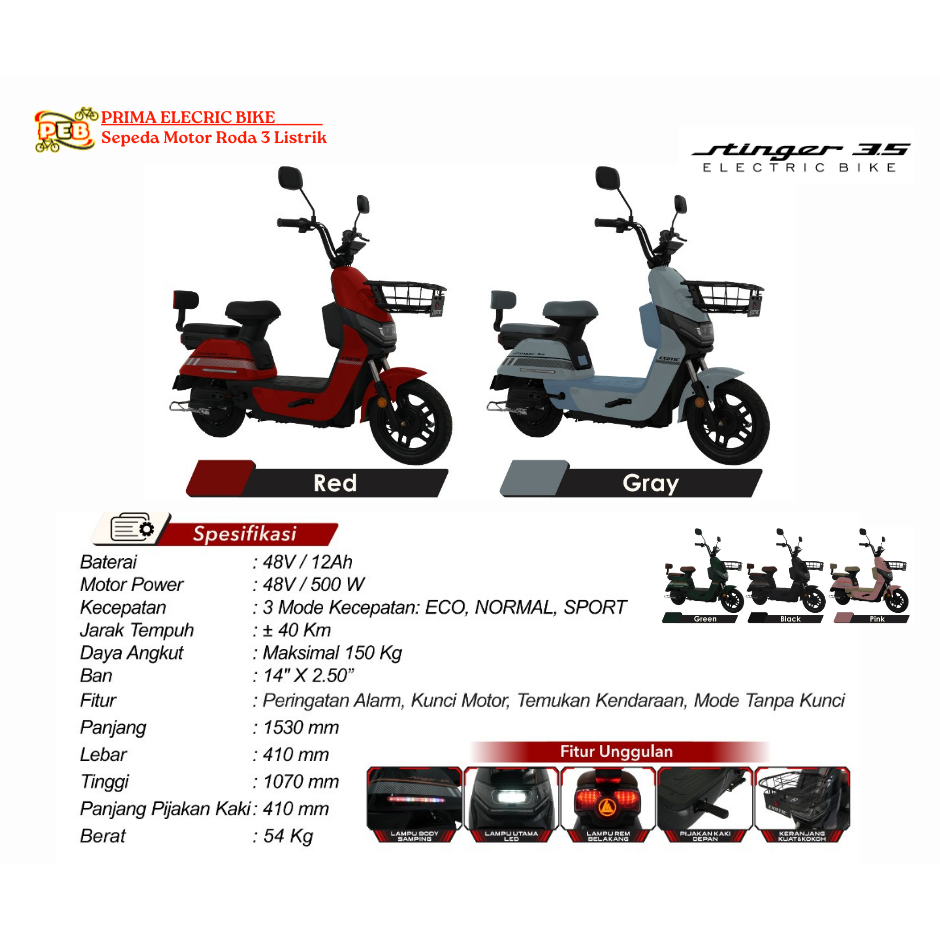 sepeda listrik exotic new stinger 3.5 terbaru