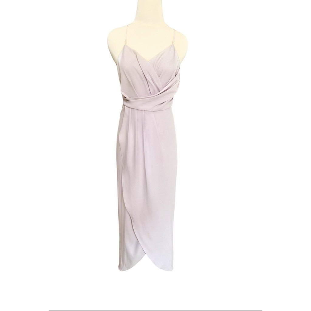 Dress Midi Ungu Pink Muda