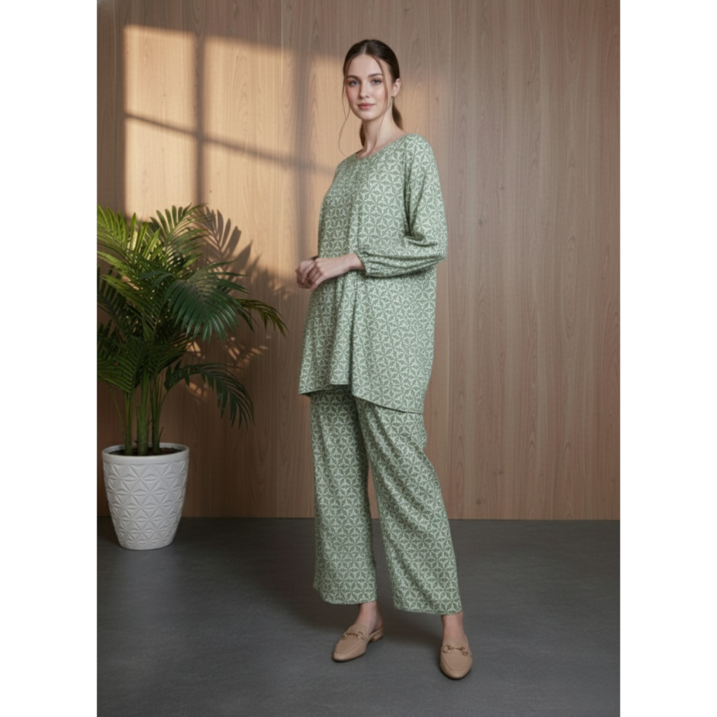 Setelan Tunik Wanita One Set Long Tunik Celana Kulot Panjang Rayon Premium