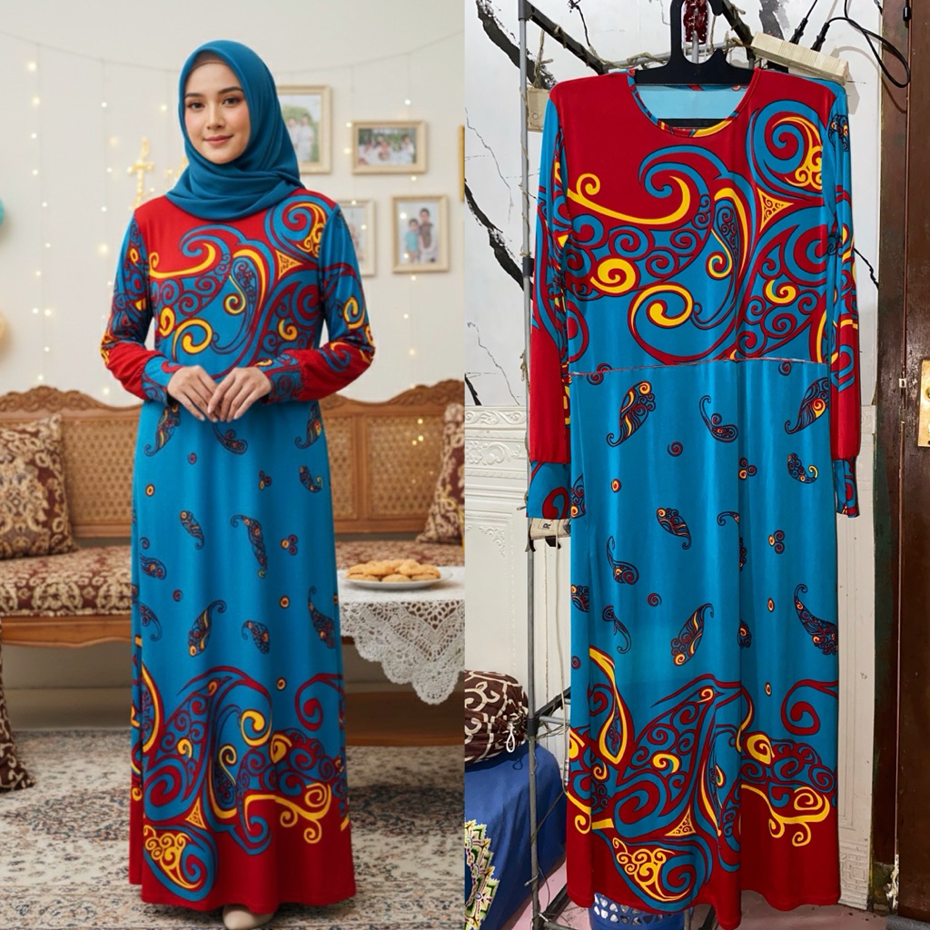 Gamis Jersey Motif Batik Mewah