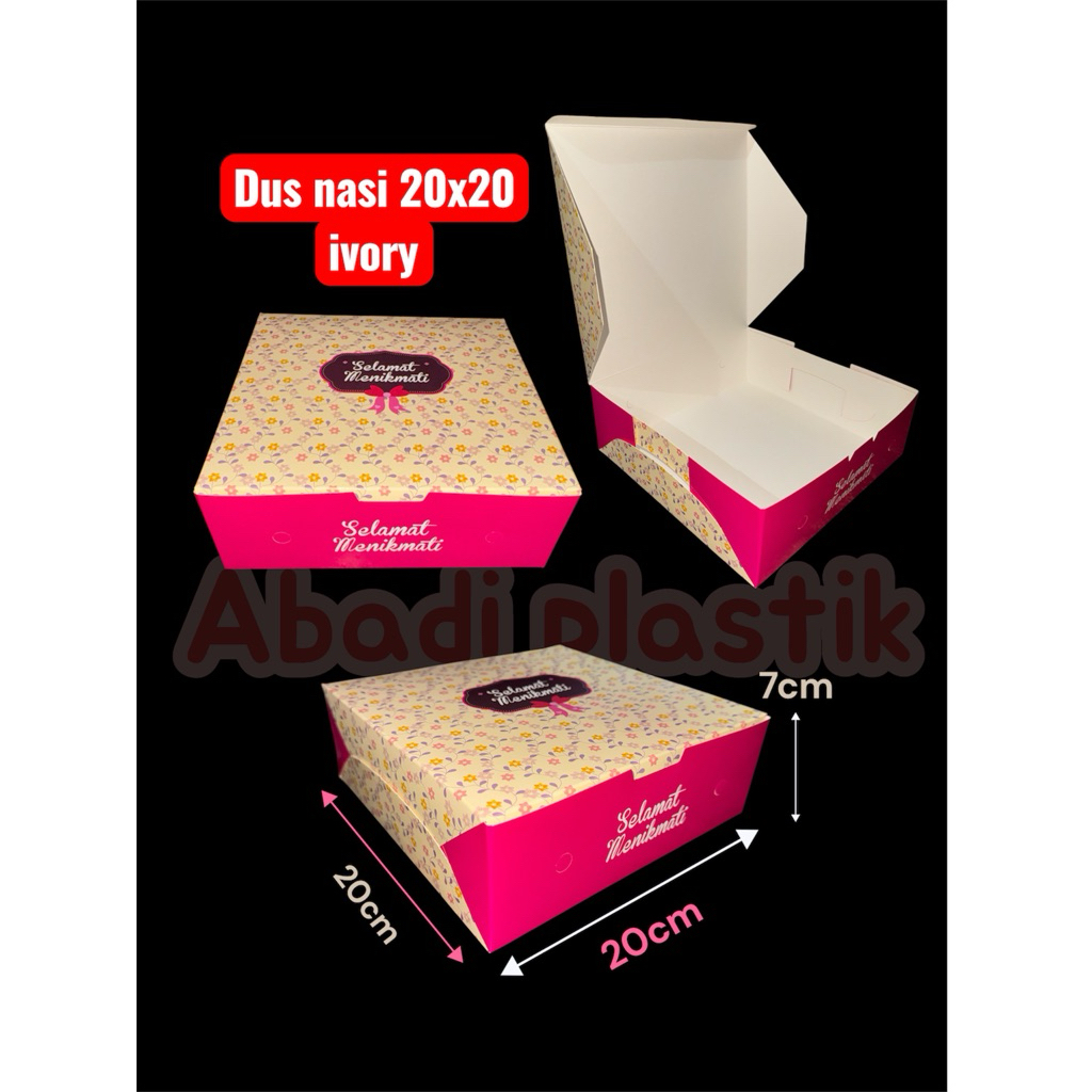 ( DUS NASI PREMIUM ) DUS NASI IVORY MOTIF  PINK PRESTIGE 20x20  / KOTAK NASI / KOTAK NASI UKR 20x20 