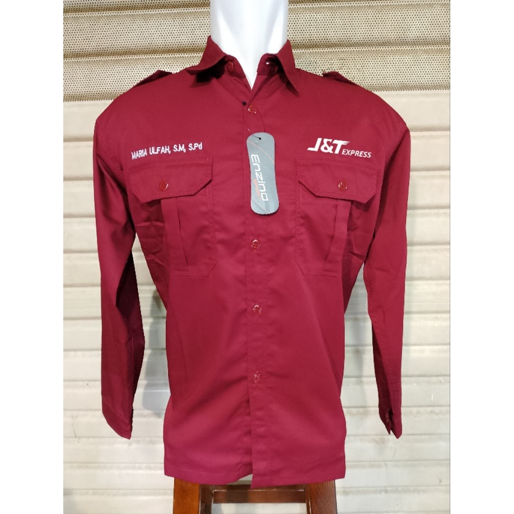 Kemeja J&T Express Seragam J&T Maroon Panjang