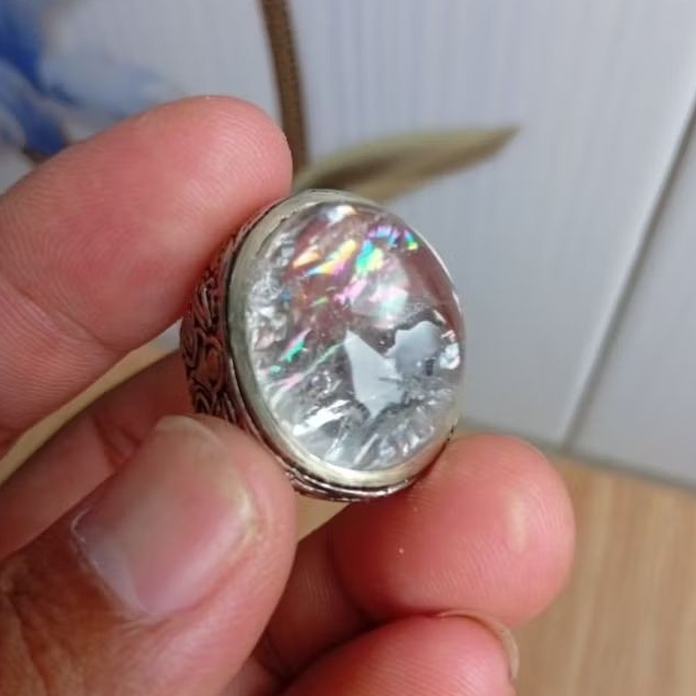 Natural cincin kecubung air pelangi size 8