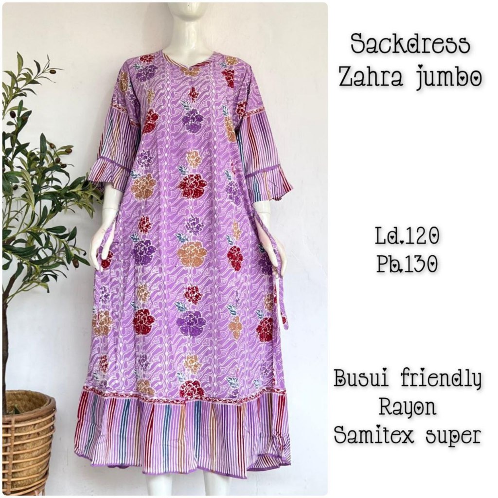 Sackdress Zahra Jumbo Bunga Batik Cap