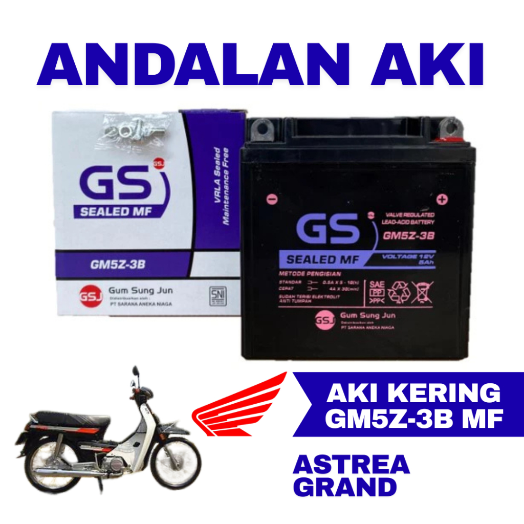 Aki Motor Honda Astrea Grand GM5Z3B Aki Kering Accu Kering MF