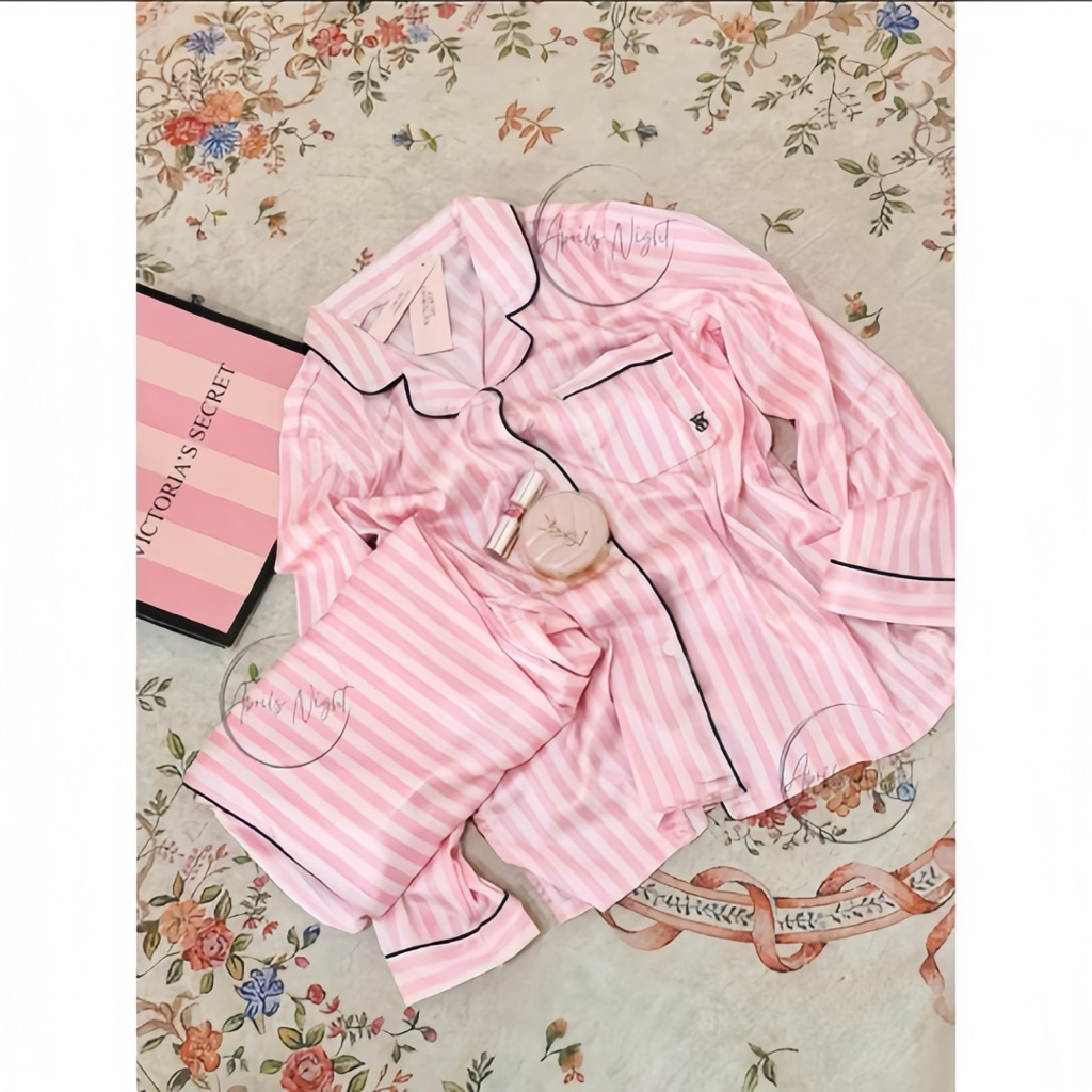 (PREMIUM) PIYAMA/PAJAMAS/SLEEPWEAR/BAJU TIDUR WANITA VICTORIA SECRET STRIPE