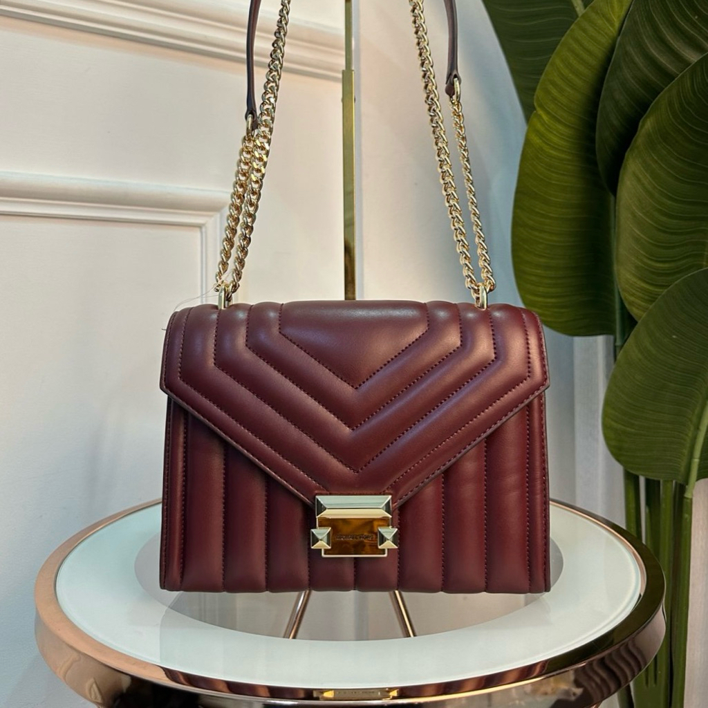 MK Whitney Medium Flap Chain Shoulder Oxblood