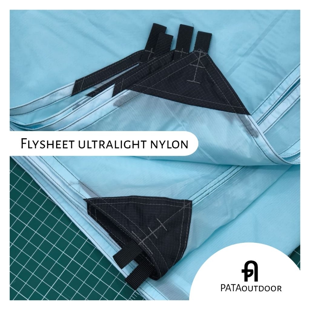 Flysheet Ultralight Nylon 3x3 15D biru muda (19 loop) Shelter Atap Tenda Camping