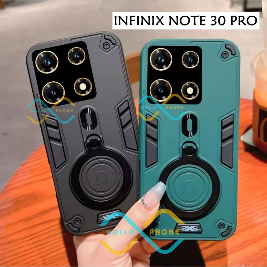 Case Hp Infinix Note 30 Pro Casing Robot Ring Case Pro Camera Stand 360 Cover