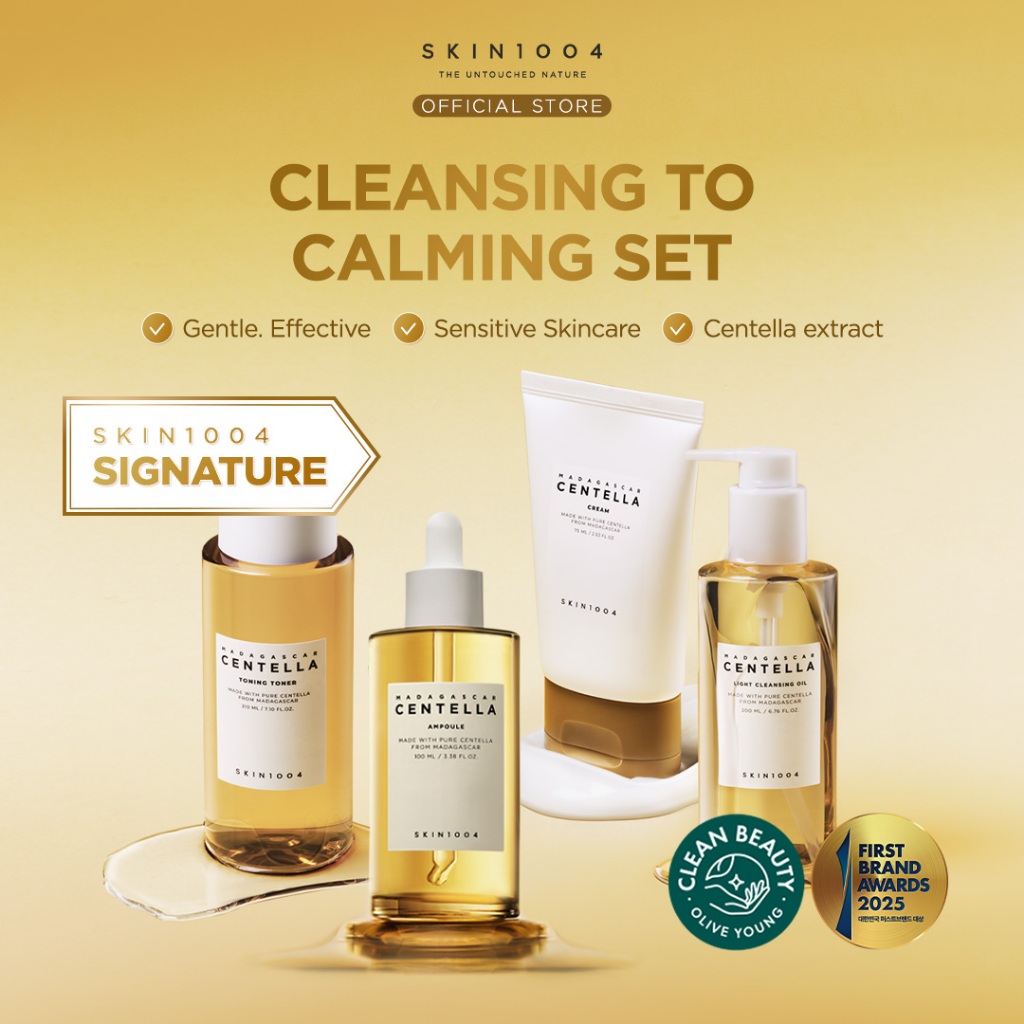 SKIN1004 Cleansing To Calming Set (Centella Ampoule 100ml + Toning Toner 210ml + Cream 75ml + Cleans