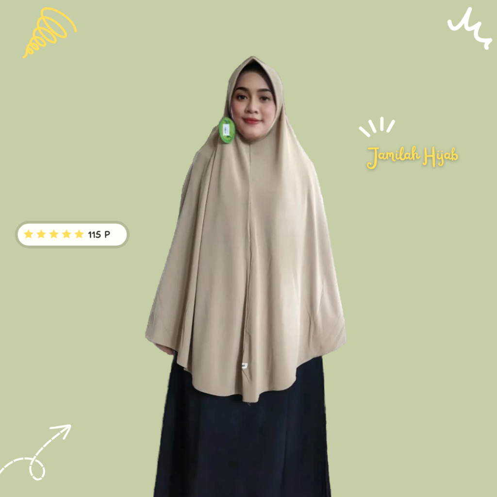 JAMILAH HIJAB L 115 P JILBAB INSTAN JUMBO XXL POLOS PET LEBAR KERUDUNG BAHAN JERSEY HIJAB SYAR'I PAN