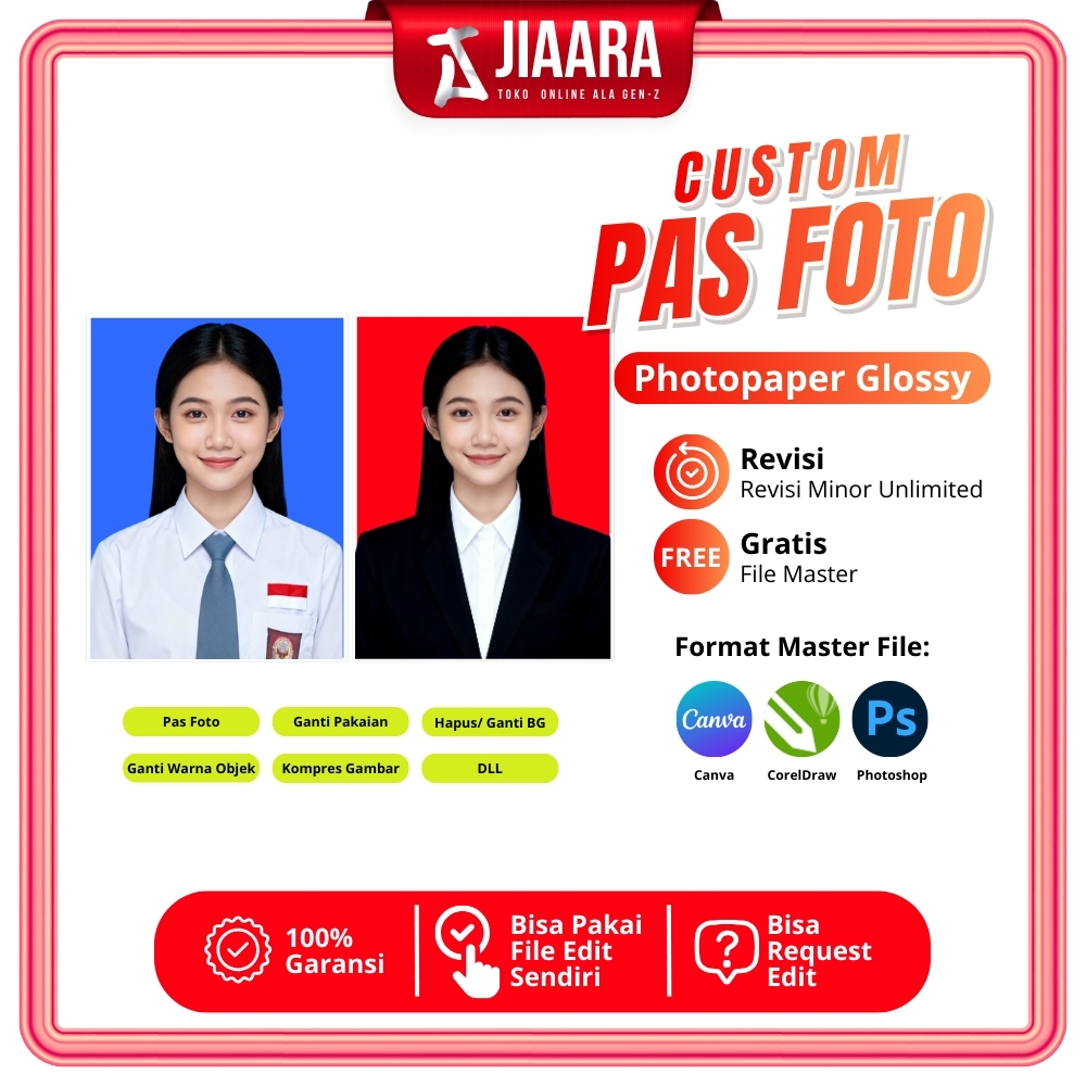 [JIAARA] Custom Cetak Pas Foto / Photo Pas 2X3 3X4 4X6