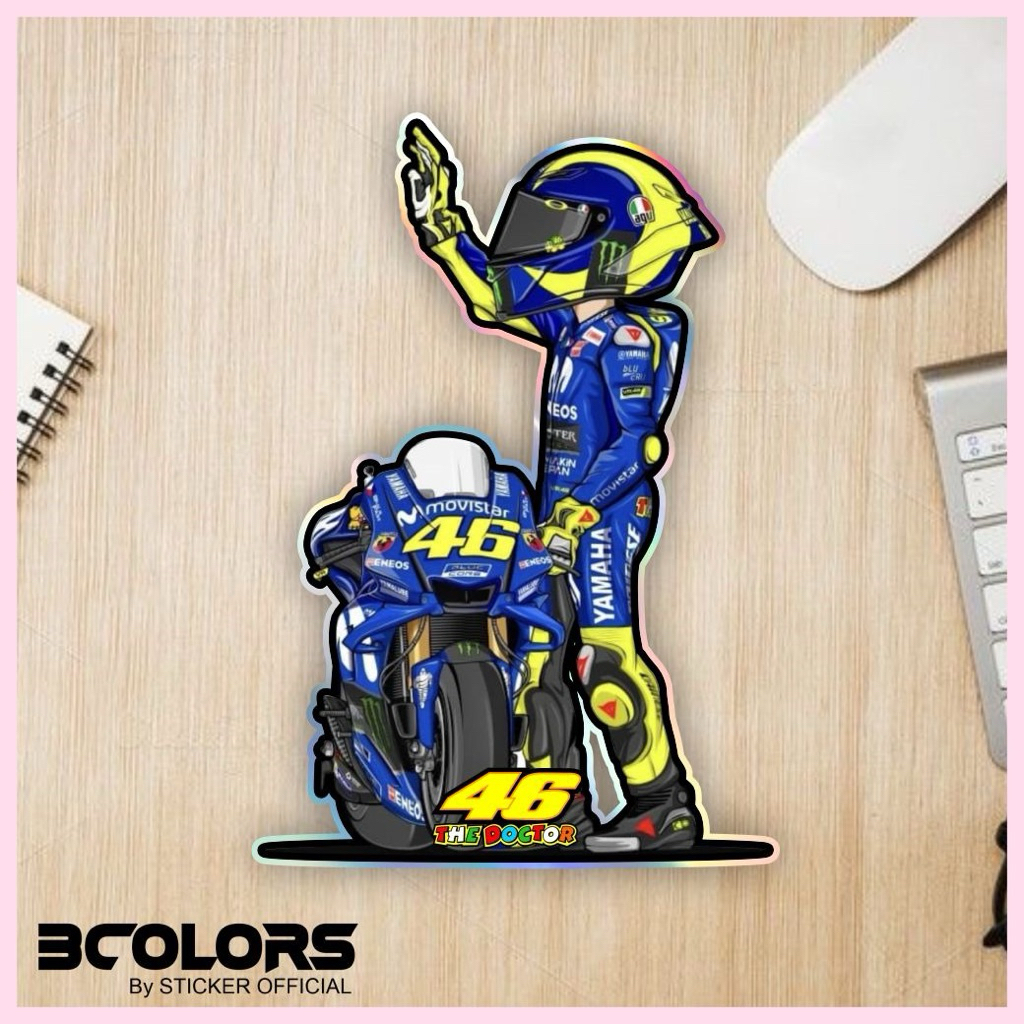 stiker rossi, stiker hologram bertestur timbul 3D, stiker 46, rossi