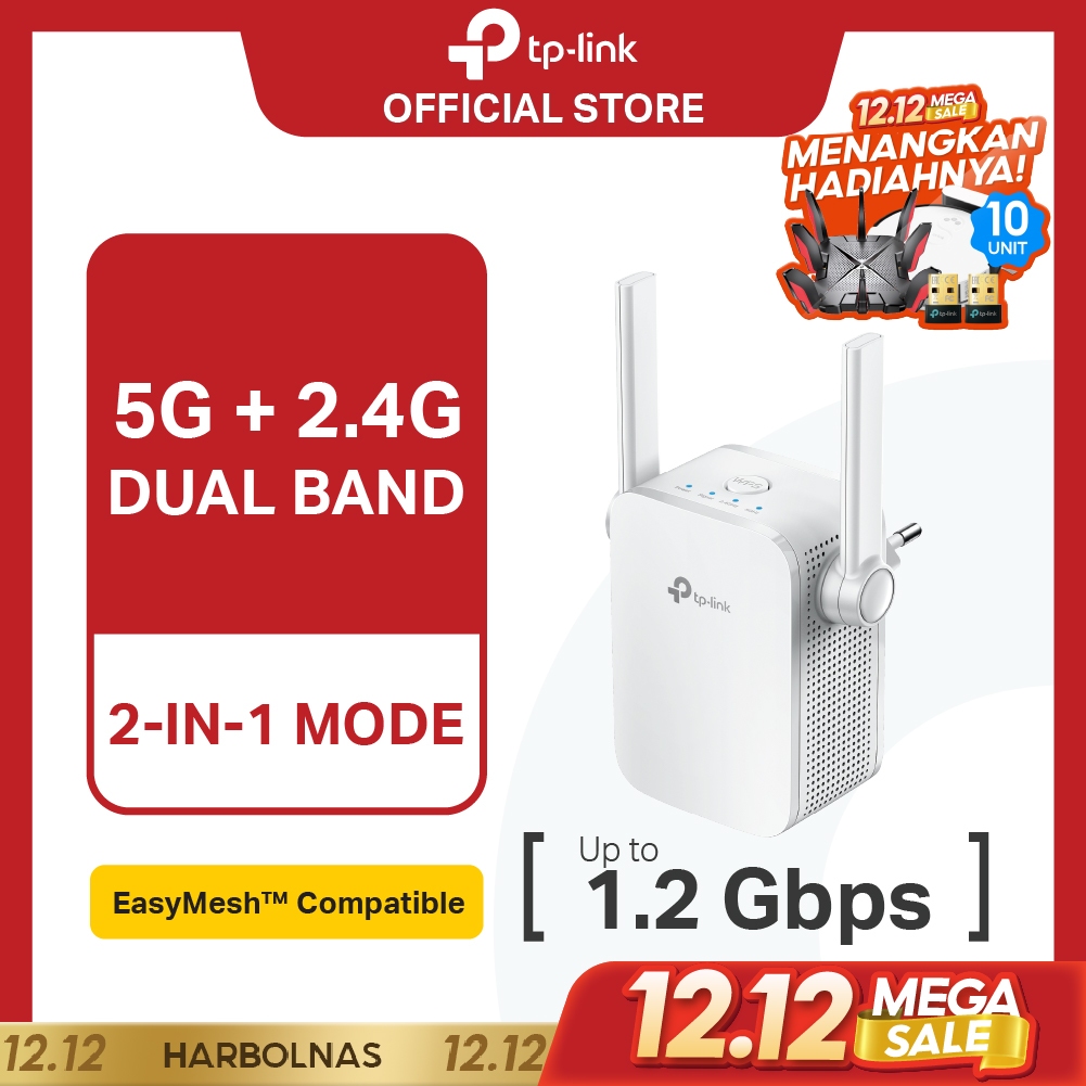 TP-Link RE305 | AC1200 WiFi 5 Extender | Penguat Sinyal | Repeater | Dual Band | Mesh | Access Point
