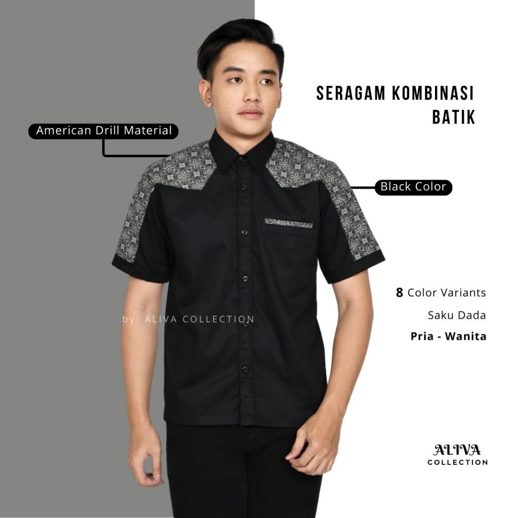 Batik Pria|Seragam Kombinasi Batik|Seragam Kerja|Seragam Pramusaji|Seragam Kerja Batik|Baju Kantor