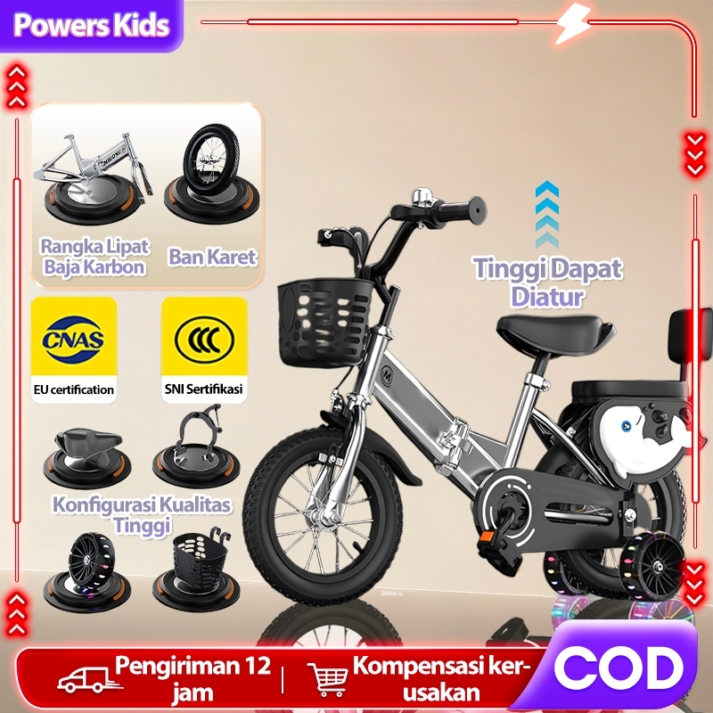 BEIGE Sepeda Anak/Sepeda Lipat/12&14&16/Dengan roda bantu usia 2-10 tahun