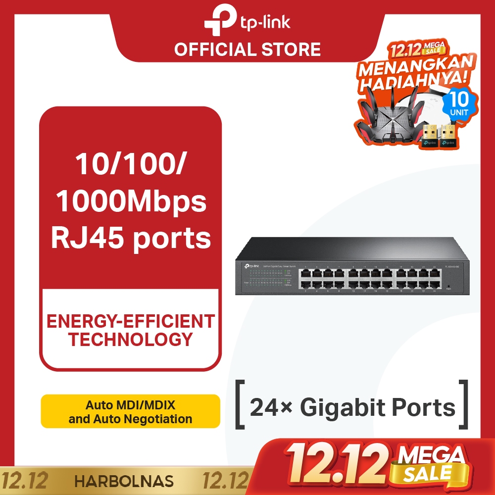 TP-Link TL-SG1024D | 24 Port Gigabit Ethernet Switch | Unmanaged | Plug & Play | Desktop Rackmount