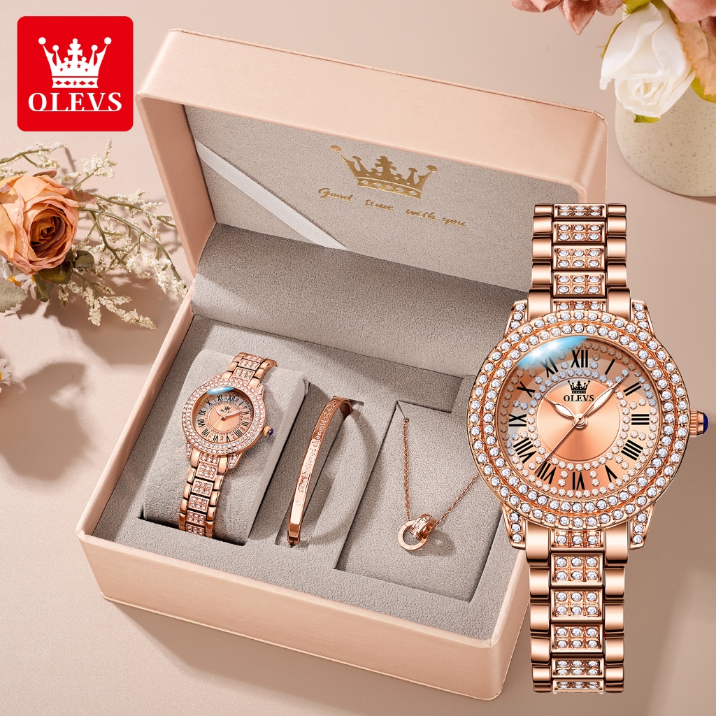 OLEVS Jam Tangan Wanita Anti Air Original Original Fashion Elegan Cewek Kotak Hadiah Watch Women