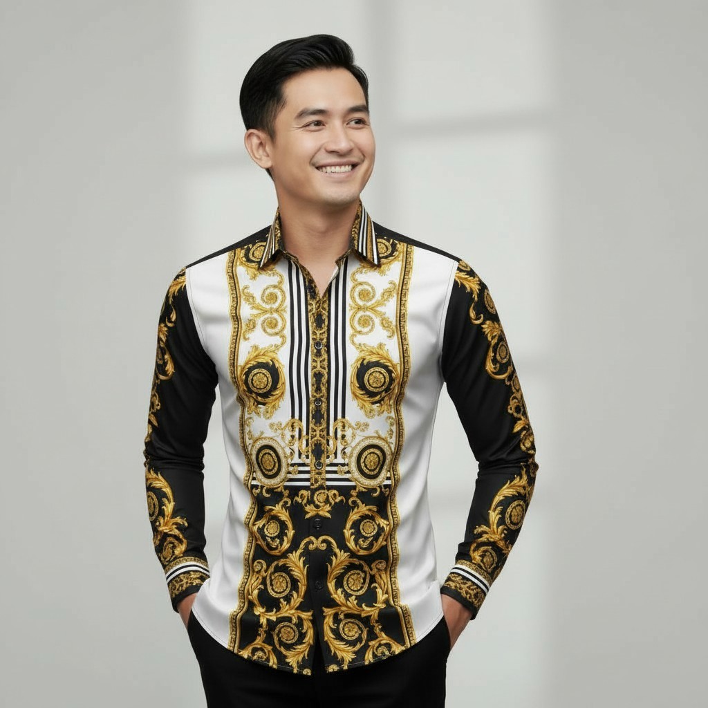 Batik arwinda Neo-Baroque Kemeja batik lengan panjang pakai puring