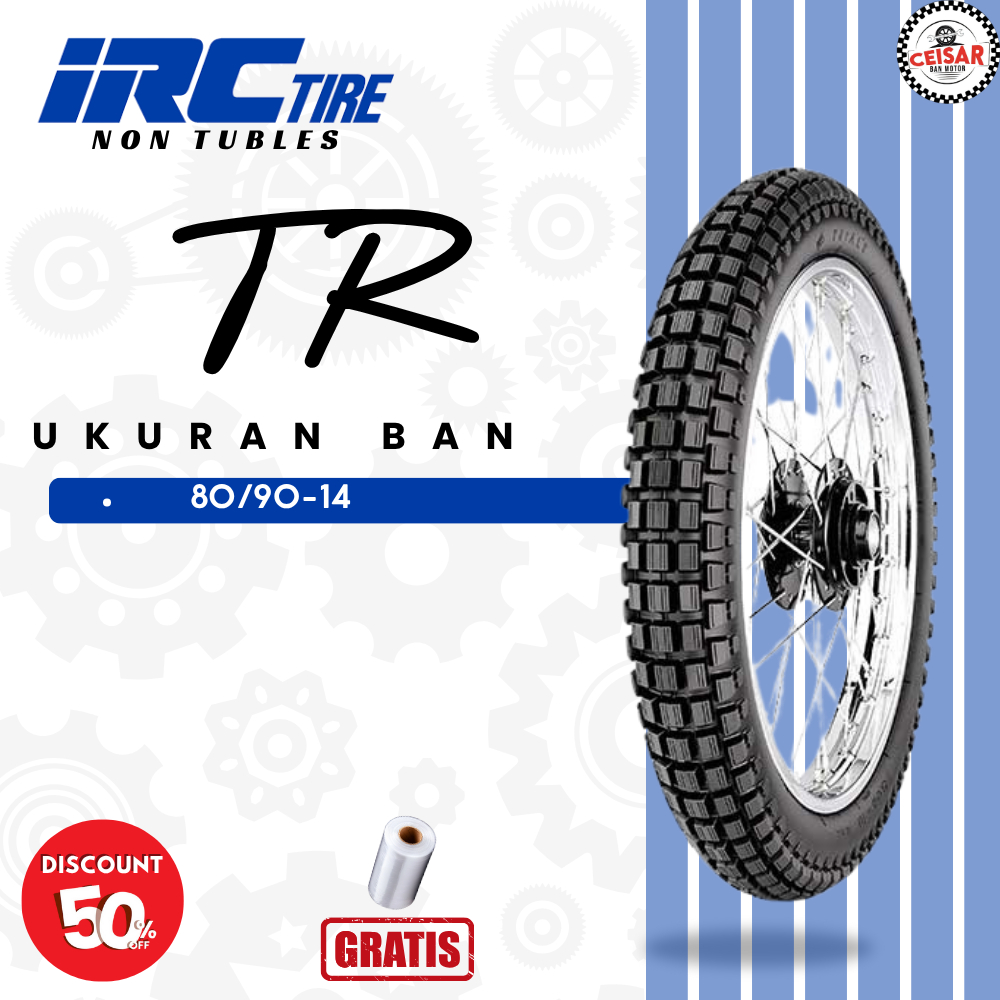 Ban Motor Semi Trail Matic IRC TR TRIALS 80/90 Ring 14 Bukan Tubeless